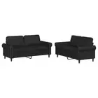 Sofa Set with Cushions 2-Seater Sofa Couch Settee Black Faux Leather vidaXL
