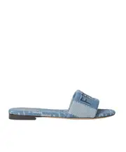 Fendi Sunshine Denim-Effect Jacquard Slides 36,37.5,37,38.5,38,39.5,39,40,41,36.5 light blue