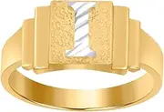 [JewelryWeb] Two tone Gold Teen-Teen Letter Name Personalized Monogram Initial I Band Ring 6.3x2.50mm Wide Size H