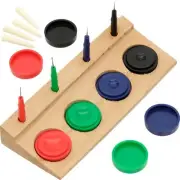 OIL CUPS AND OIL PINS ON WOODEN STAND