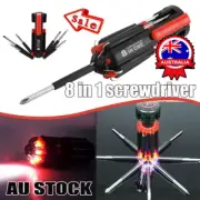 8 in 1 Multifunction Screwdriver Tool Set Super Bright LED Torch Flashlight DIY