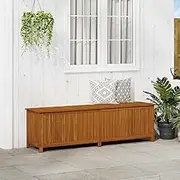 Garden Storage Box 200x50x58 cm Solid Wood Acacia, Waterproof Outdoor Large Chest for Deck Shed or Patio, with Gas Lifts and Storage Bag