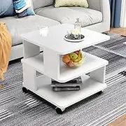 Wooden Coffee Table, 50 * 50 * 50cm Functional End Side Table, Night Stand with Storage Shelf, Center Nesting Tables for Living Room (Color : White)