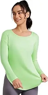 [Huloretions] Workout Shirts for Women Long Sleeve Round Neck Lightweight Quick Dry Hiking Tops Running T Shirts