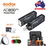 GODOX AD200Pro Pocket Flash with AD-S2 Reflector AD-S11 Filters AD-S17 Diffuser