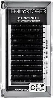 EMILYSTORES 0.05mm Thickness C Curl 17mm Length Lashes Slik Mink Eyelashes For Eyelash Extensions Single Size One Tray