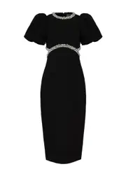 Rebecca Vallance Eva Embellished Midi Dress - Black - 14 (UK14 / L) 14 (UK14 / L)