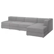 JÄTTEBO 4,5-seat mod sofa w chaise longue, right/Tonerud grey