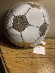 Pottery Barn NEW Soccer Ball Sequin Soccer Ball Pillow, Girls Room Decor, Gold