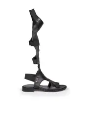 Black Leather Back View Gladiator Sandals