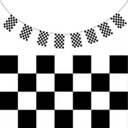 Br Costumes Checkered Bunting Flag Race Car Chequered Banner Hanging Decoration Rectangular 3.6 Metres Banners Bunting & Garlands