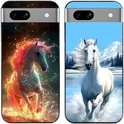 2-Pack White Horse Printed TPU Gel Slim Back Phone Case Cover (for Google Pixel 7a)