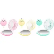 Lucky Cat Portable Necklace Personal Fan and Handheld Make Up Mirror
