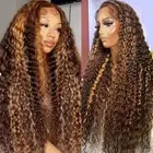 4X4 Lace Frontal Closure Wig 20 Inch Highlight P4/27 Deep Wave Wave Wigs Huma...