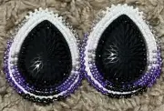 Natice American Earrings. Flat Stitch Cabochon. Indigenous Made.
