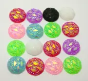 100 Mixed Colour Flatback Resin Round Cabochon Dotted Wave Rhinestone Gem 12mm