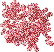 JIHUOO 100g 5mm Polymer Clay Peppermint Candies Faux Peppermint Candy Sprinkles Fake Christmas Candy Sprinkles Xmas Polymer Clay Slices Nail Slime Charms Red and White