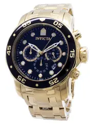 Invicta Pro-Diver Chronograph Gold Tone 3 Sub Dials 200M INV0072 Mens Watch