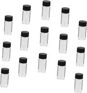 Veemoon 100Pcs Clear Glass Vials with Caps Transparent Sample Bottles for Essential Oils Liquids and Science Applications Flat Bottom Design for Stability