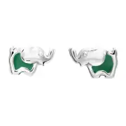 925 Sterling Silver Baby Elephant Enamel Stud Earrings Push-back Sleeper Studs