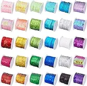 PandaHall Elite 30 Rolls 30 Color Spangle Flat Sequins Paillette Trim Spool String 6mm (1/4 inch) Sequins