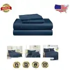Estate Blue King Bed Sheets - 100% Egyptian Cotton, Sateen Weave Comfort