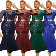 Women Evening Fishtail Bodycon Gown African Dresses Dashiki Sequins Wedding Gown