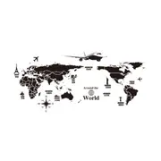 4Pcs World Map Wall Stickers Removable PVC Map Of The World Art Decals for Living Room Home Decor