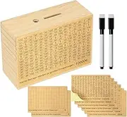 10000 Savings Challenge Box, Wooden Cash Bank Money Saver, Money Box with Counter, Money Safe Box, Decorative Money Saving Box for Adults Kids Boys Girls