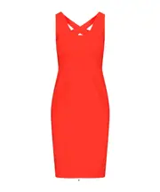 Alaïa Crossback Sleeveless Midi Dress FR36,FR38,FR40,FR42 Red