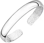 [BABESA] Sterling Silver Bracelet,Chain Bangle,Silver Bracelet For Women,Silver Plated Bracelet For Women Shiny Blessing Letter Engraving Charming Silver Bangle Silver Friendship Bracelets For Christmas Birthd