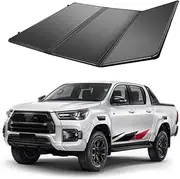 ALCYBD Aluminum Alloy Hard Folding Truck Bed Cover Kit Hard Tri-Fold Tonneau Cover Compatible for Toyota Hilux Adventure
