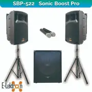 E-Lektron Sonic Boost Pro 522 Bluetooth Vocal Bass PA System UHF Mics and stands