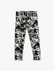 [Koton] Girls' Abstract Patterned Soft Touch Cotton Leggings, Black Pattern (BDL)