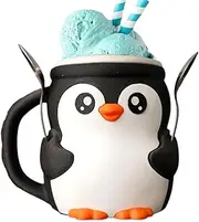 Ice Cover Pint | Ice Stand | Leak Dispenser Container Portable Cute Penguin Ice Cream Pints Holder with Spoon Slot for Toddler Girls