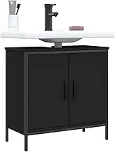 Bathroom Sink Cabinet, Black Engineered Wood Vanity, 60x30x60 cm Modern Bath Storage for Small Spaces