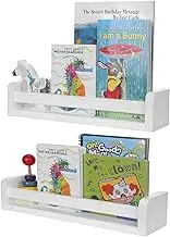 ATDORO 2 Pack Nursery Book Shelves, Wood Floating Book Shelves, Rustic Baby Nursery Shelf Decor for Bedroom, Living Room (White)