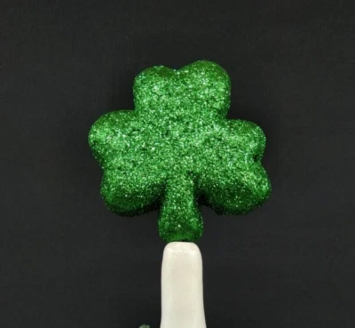 St Patrick Lg Glitter Shamrock Topper for Ceramic Christmas Tree Bulb Light star