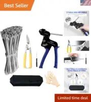 Heavy-Duty Stainless Steel Zip Tie Gun Kit with 100 Metal Ties - 198 lb Max