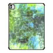 iPad Pro 13-inch (M4) iPad Impact Case PASTEL JUNGLE 2 - Colorful Nature Green Turquoise Blue Animal Print Chic Trendy Stylish Girly Abstract Acrylic Painting Pretty Whimsical Splash Art