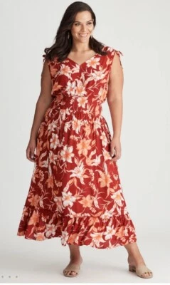Autograph Maxi Dress Plus Size 20 Sleeveless Floral Viscose Shirred Waist NEW