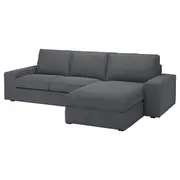 KIVIK 3-seat sofa with chaise longue, Gunnared medium grey