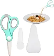 Portable Ceramic Baby Food Scissors Shears with Cover and Travel Case,Ceramics Shear Drop-Resistance Baby Safety Kids Food Feeding Accessories Scissors Tableware Household Tool (Green)