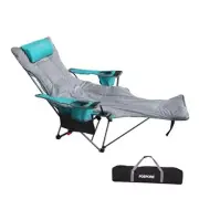 Reclining Camping Chair with Removable Footrest Lounge Chair with Cyan