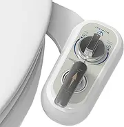 Left Hand Bidet Attachment for Toilet - Self-Cleaning control panel on left side Dual Nozzle (Frontal & Rear Wash) Non-Electric Adjustable Water Pressure, Water Bidet Toilet Seat Attachment