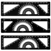 3 Pcs 4-in-1 Metal Geometry Ruler Set Aluminium Protractor Math Drafting Kit