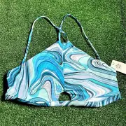 Speedo Women's Noemi Amalfi Blue Crossback Halter neck Top Swimwear Size L NEW