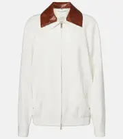[Jacques Wei] Jacques Wei Leather-trimmed bomber jacket AU 8 white