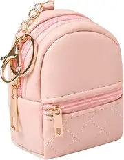 Mini Backpack Cute Cosmetic Bag for Women, Creative Cute Pendant Keychain Key-chains Keyrings PU Leather Makeup Bag Key Pocket Lipstick Bag Card Holder Data Cable Organizer Zipper Pouch, Pink, Mini