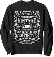 [X.Style] 23 Year Old Vintage 2000 Man Myth Legend 23rd Birthday Sweatshirt ds444 Sweatshirt (S) Black